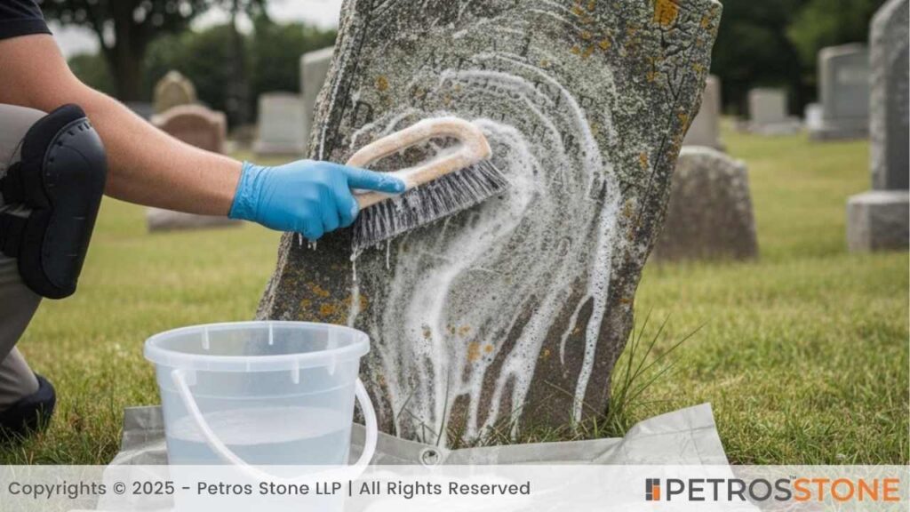 Apply soap mix - Headstone