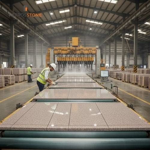 Cutting to Size Slabs are cut into standard tile sizes (e.g., 12x12, 24x24 inches)