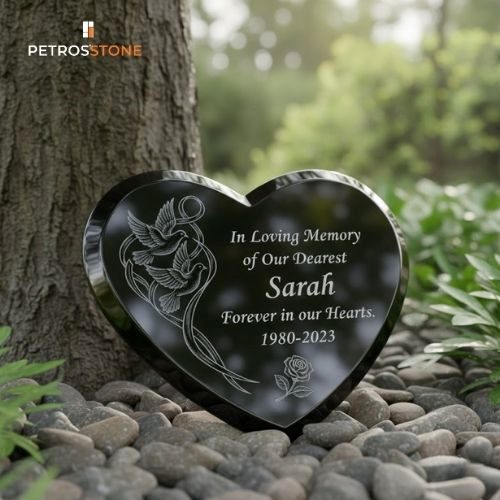 Heart-Shaped Granite Memorial Plaque