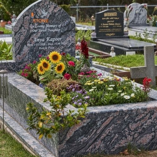 Himalayan Blue Granite Headstone