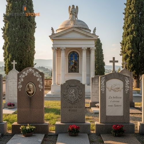 Italian Mausoleum and Vertical Headstones