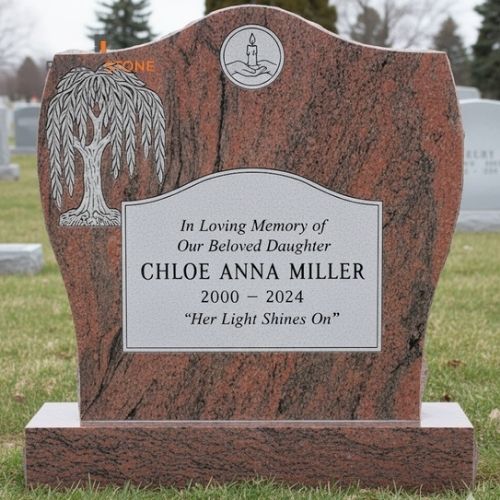 Multi Grey Granite Headstone (2)