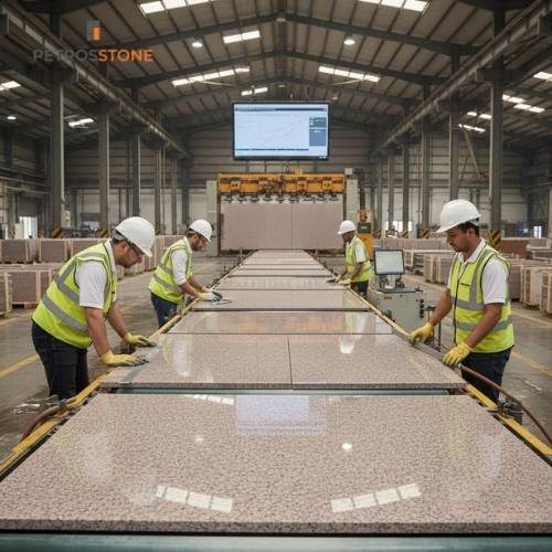 Quality Check Tiles are inspected for cracks, uniformity, and thickness