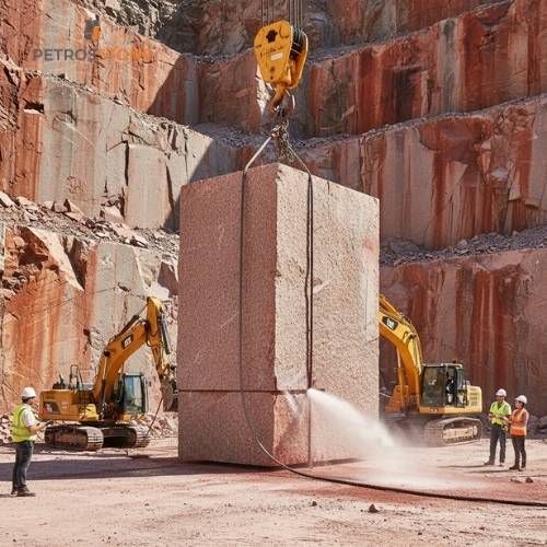 Quarrying (Granite blocks are extracted from quarries using advanced cutting tools.)
