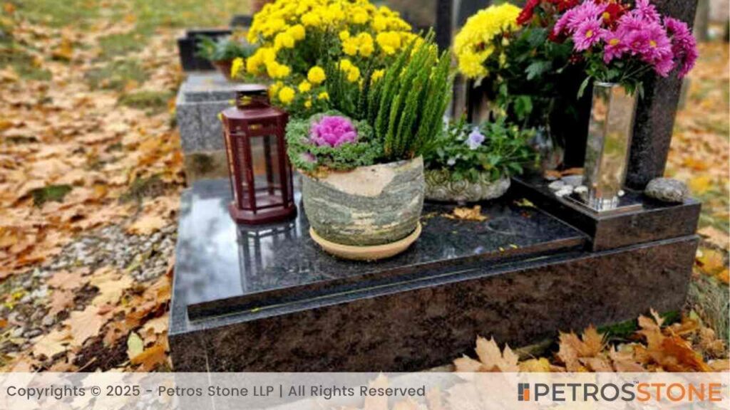 Single Headstone With Flowers