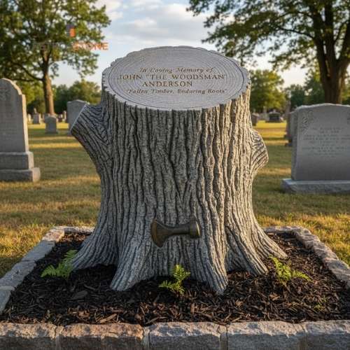 Tree Trunk or Log Design Headstone
