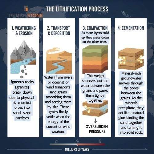 LITHIFICATION PROCESS - SANDSTONE