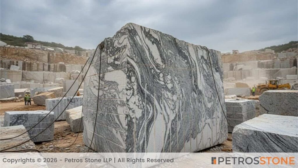 Viscount White Granite in a Quarry