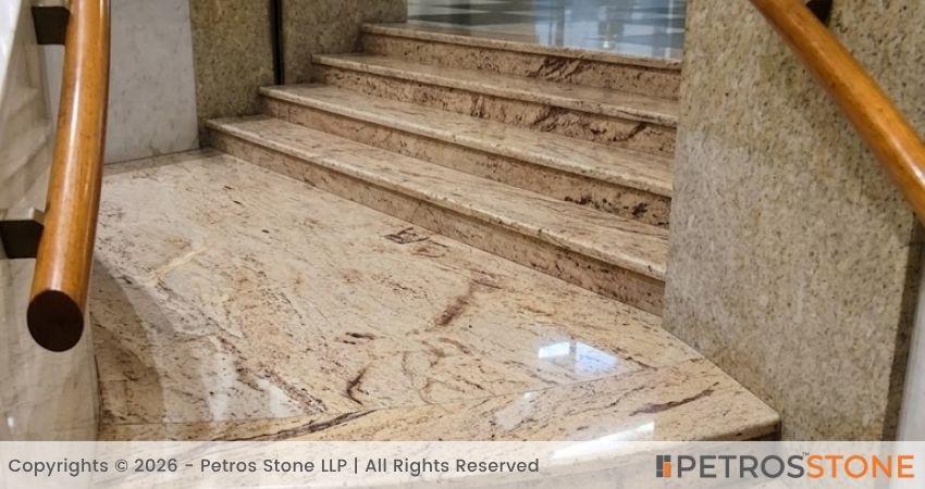 Ivory Brown Granite_Shiva Gold Granite Kitchen Staircase
