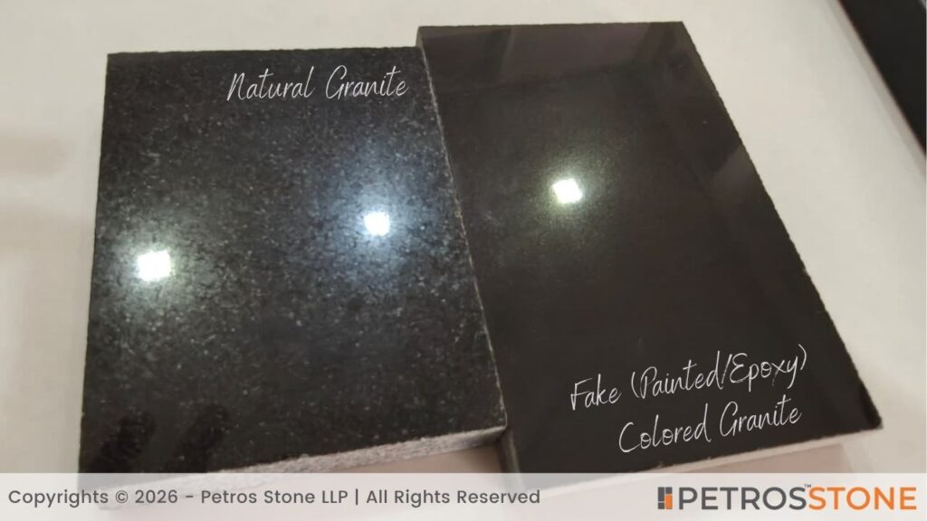 Natural vs Fake (PaintedEpoxy) Colored Granite