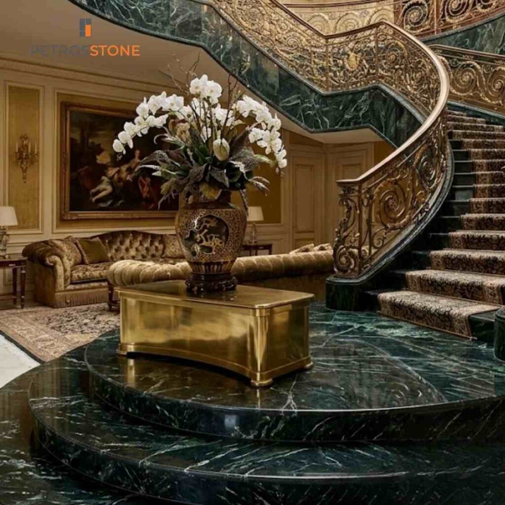 Olivia Green Granite Drawing Room with Staircase (1)