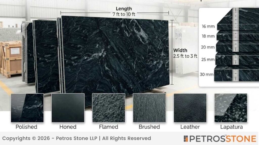 Standard Sizes & Thickness of Olivia Green Granite