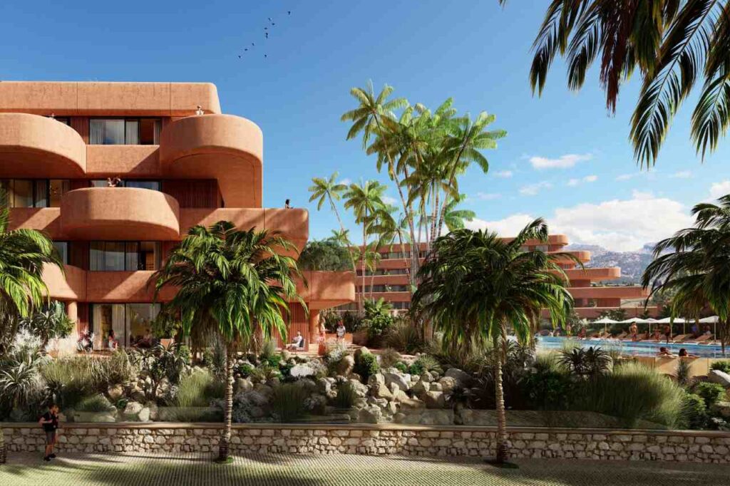 Resort in Mallorca, Spain Coastal resort architecture crafted for leisure.