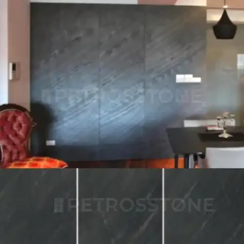 Line Black Stone Veneer Mockup