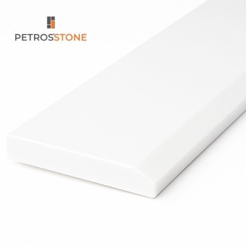 White Engineered Marble Single Hollywood Edge Threshold